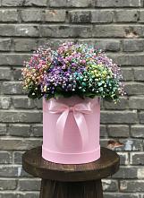 Цветочная композиция из Гипсофила и Розы в шляпной коробке #REPLACE_PRED# Талакан