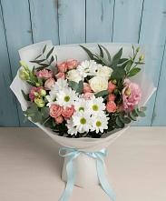 Букет цветов из:  Розы, Лизиантусы и Хризантемы в Талакан