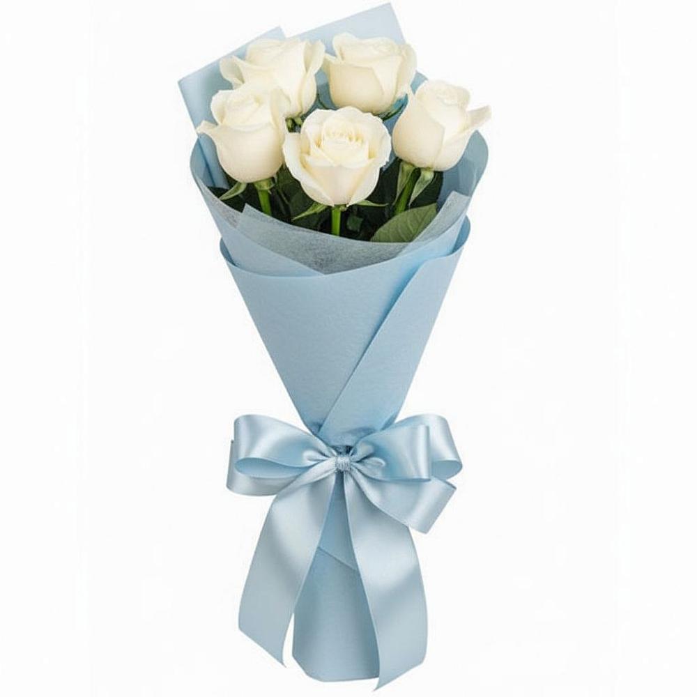 Букет 5 Белых роз Проуд в Талакан