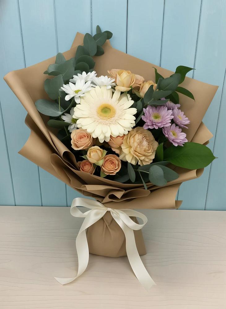 Букет цветов из: Герберы и Хризантемы в Талакан