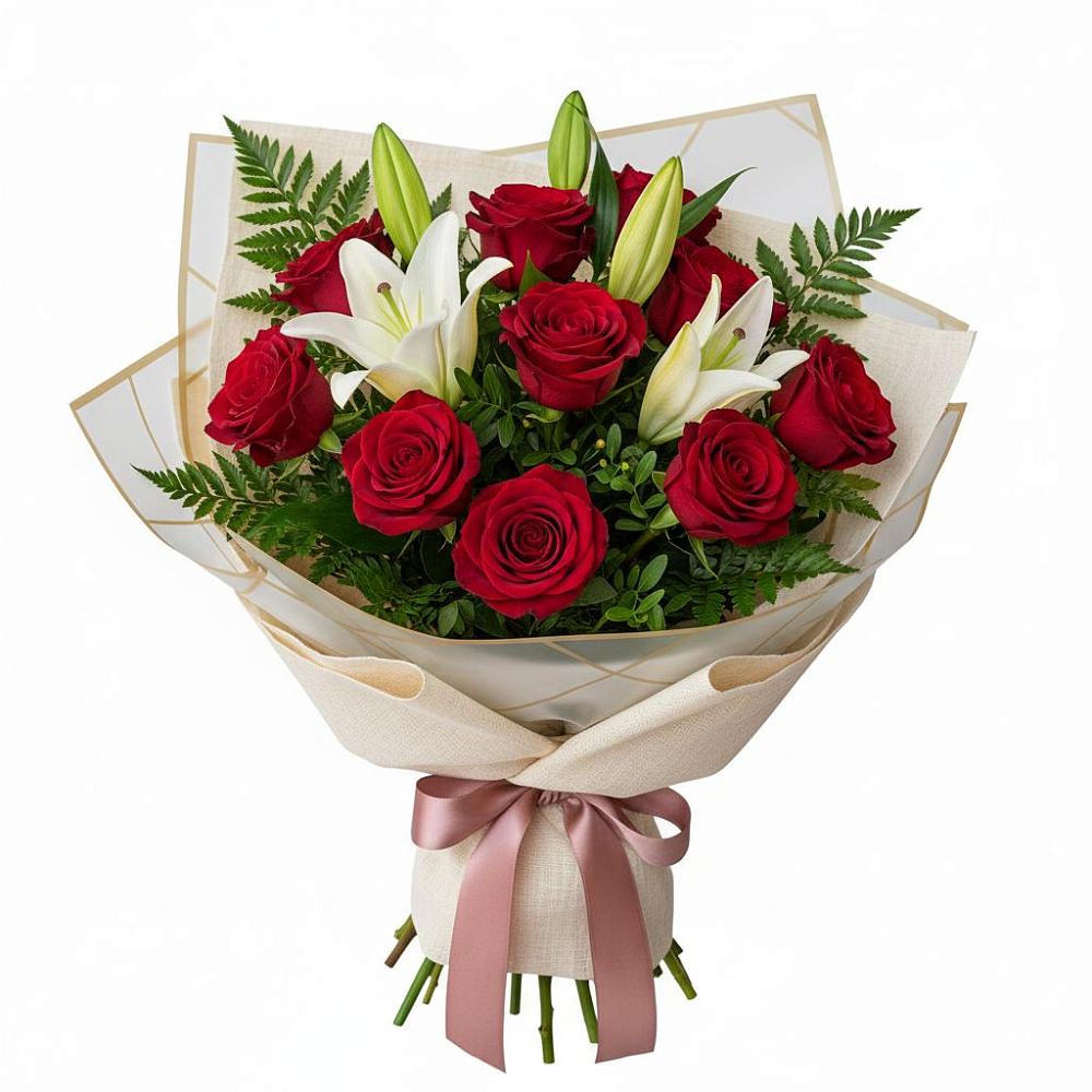 Букет цветов из: Лилии и Розы в Талакан