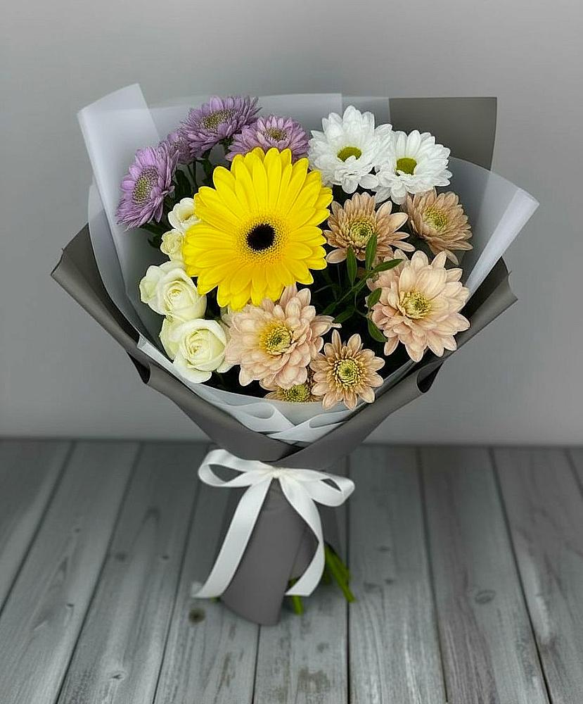 Букет цветов из: Розы, Герберы и Хризантемы в Талакан