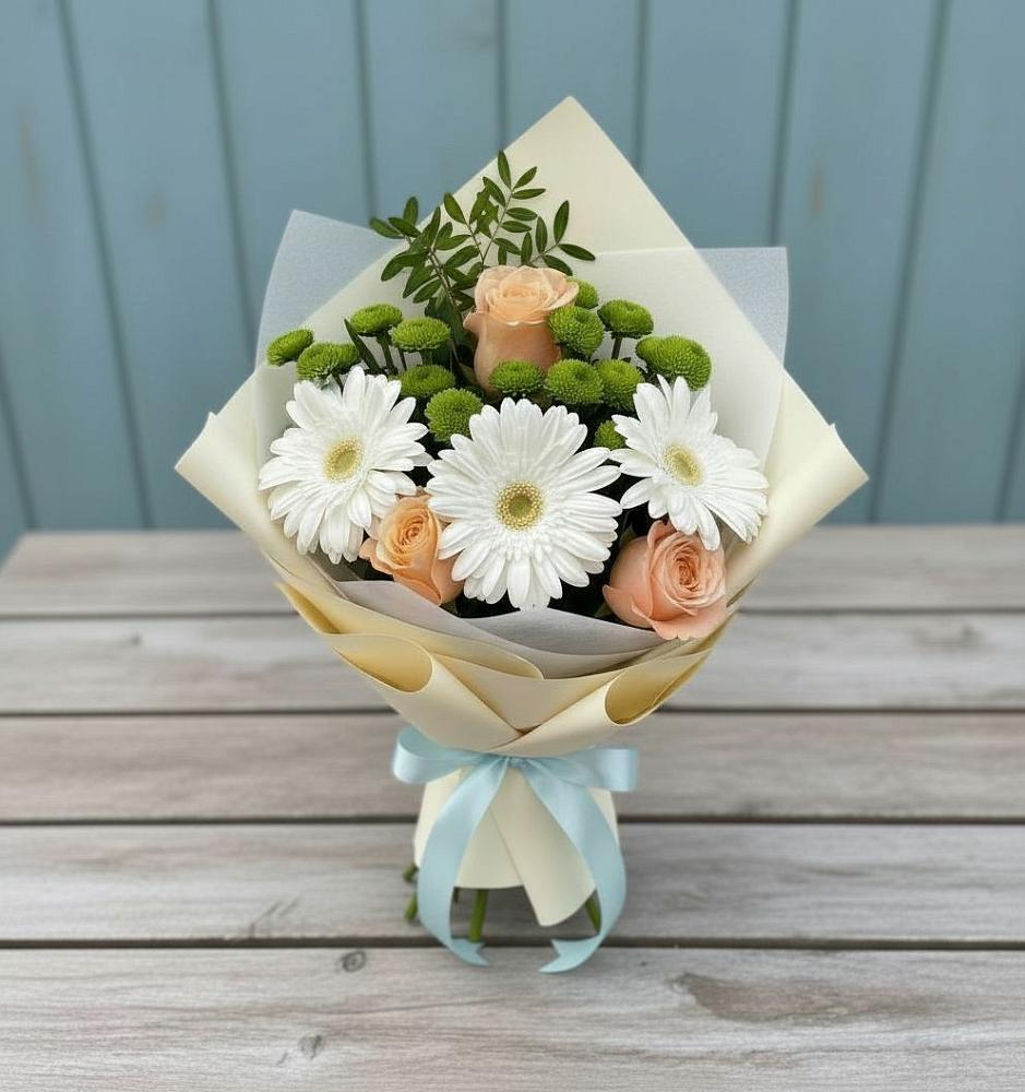 Букет цветов из: Герберы, Розы и Хризантемы в Талакан