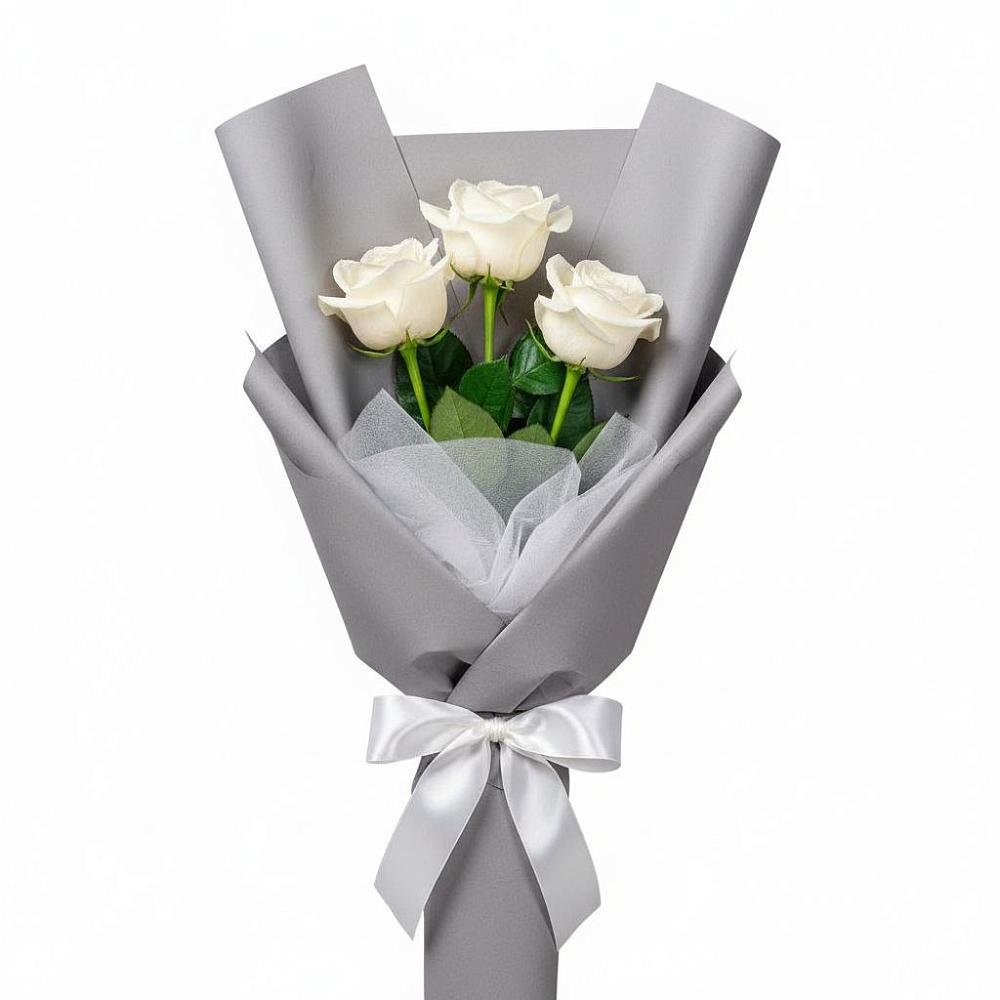 Букет 3 белые розы в Талакан