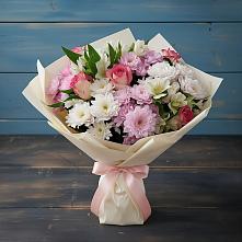 Букет цветов из:  Хризантемы, Альстромерии и Розы в Талакан