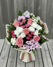 Букет цветов из:  Альстромерии, Гвоздики, Розы и Хризантемы в Талакан