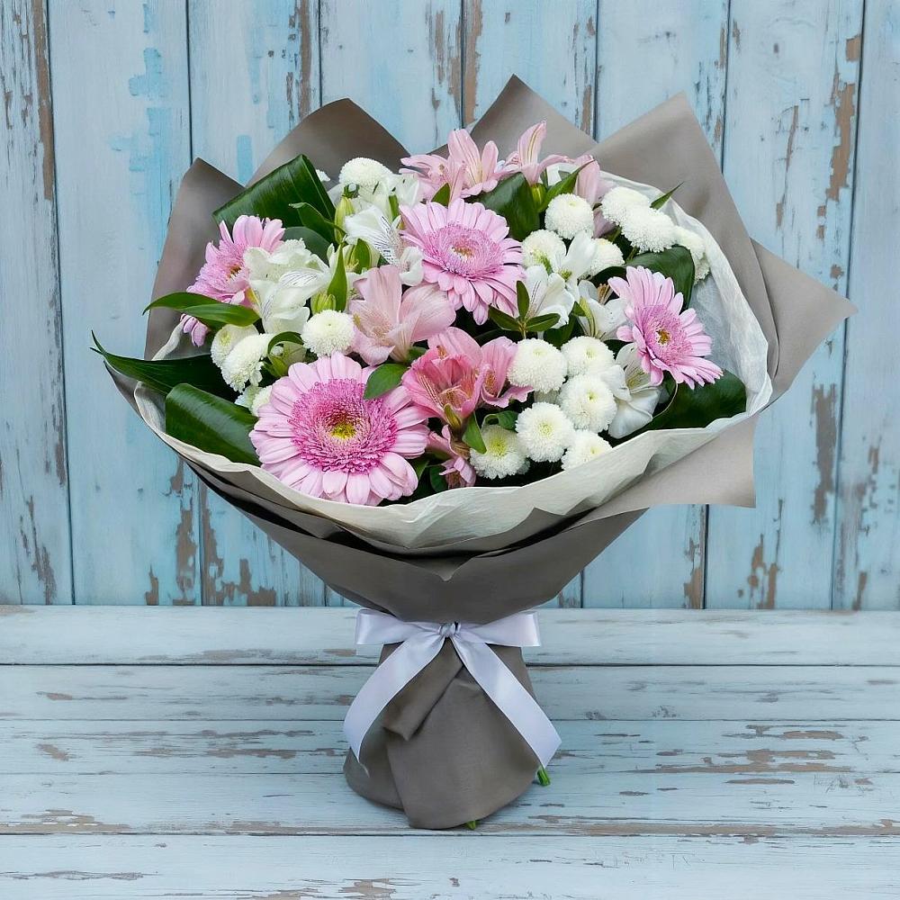 Букет цветов из: Герберы, Альстромерии и Хризантемы в Талакан