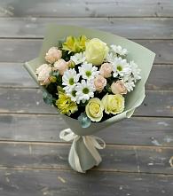 Букет цветов из:  Альстромерии, Розы и Хризантемы в Талакан