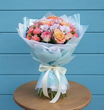 Букет цветов из:  Хризантемы и Розы в Талакан