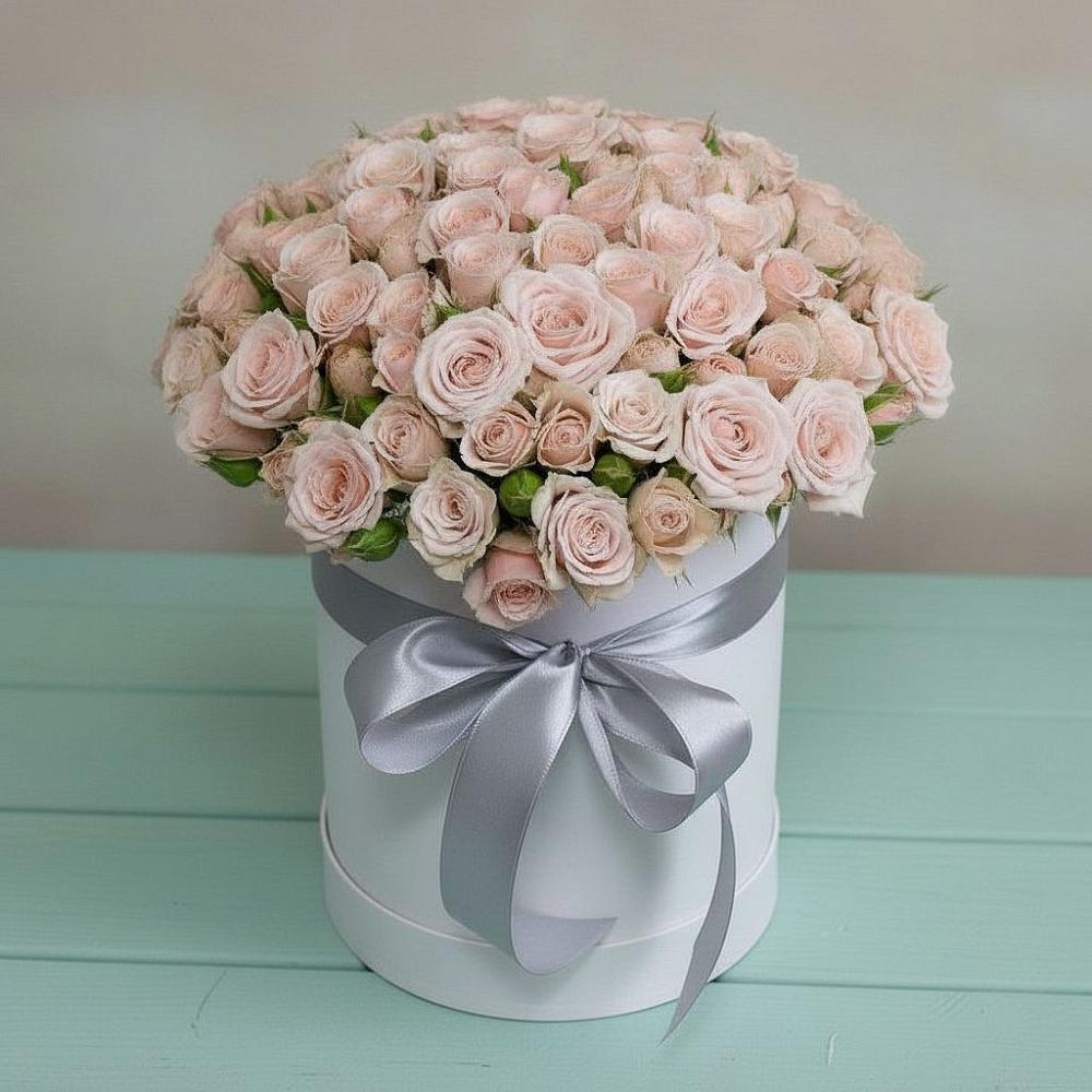 Цветочная композиция из Розы в шляпной коробке в Талакан